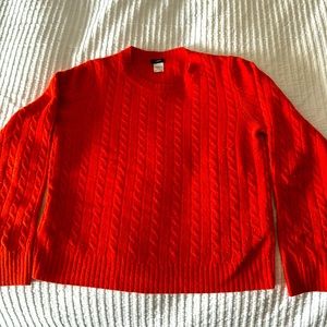 J. Crew Wool Cashmere Cable Knit Sweater Women Size L orange Long Sleeve